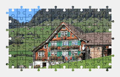 Jigsaw puzzle online mountains,alps,switzerland,nature,landscape,house