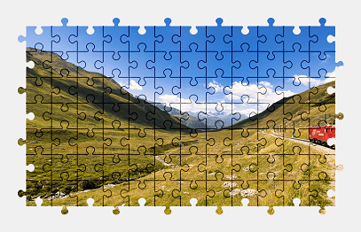 Jigsaw puzzle online mountains,landscape,train,colorful