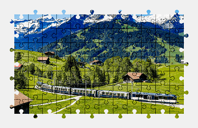 Jigsaw puzzle online locomotive,mountains,train,vehicle,landscape,colorful,nature