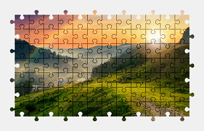 Jigsaw puzzle online mountains,landscape,colorful,nature,sunset