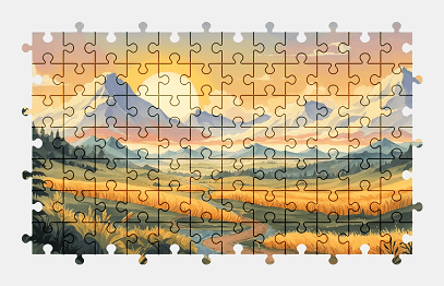 Jigsaw puzzle online mountains,painting,nature,landscape,colorful