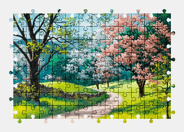 Jigsaw puzzle online spring,tree,painting,nature,art,colorful
