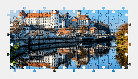 Jigsaw puzzle online castle,palace,germany,building,city,architecture,river,colorful