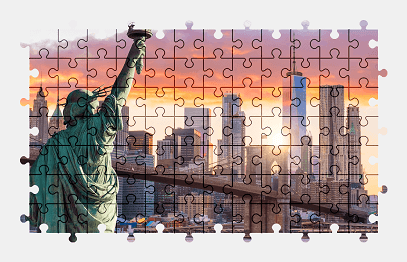 Jigsaw puzzle online nyc,new-york,city,statue-of-liberty,statue,architecture,building,skyscraper,usa,colorful,bridge