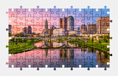 Jigsaw puzzle online ohio,usa,city,skyscraper,bridge,colorful,architecture,building,columbus