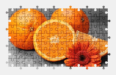 Jigsaw puzzle online orange,citrus,fruit,food,colorful,gerbera