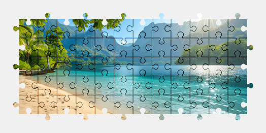 Jigsaw puzzle online lake,mountains,colorful,nature,beach