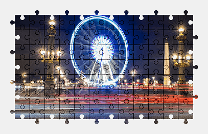 Jigsaw puzzle online ferris-wheel,paris,night-city,france,night,tourism,city,light