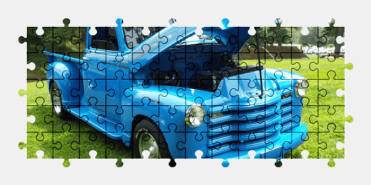 Jigsaw puzzle online blue,pickup,truck,vehicle,colorful