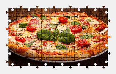 Jigsaw puzzle online pizza,mushroom,tomatoes,food,colorful