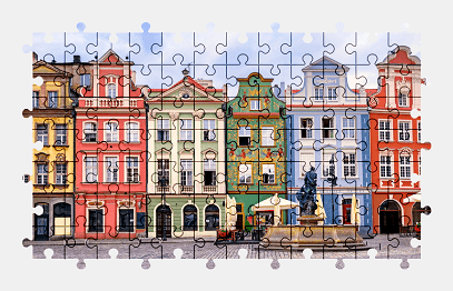 Jigsaw puzzle online poznan,city,poland,building,architecture,colorful