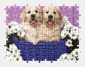 Jigsaw puzzle online puppy,flower,animal,colorful,pet,cute