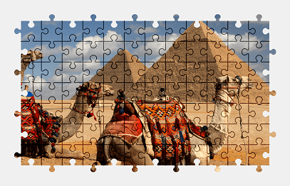 Jigsaw puzzle online pyramid,egypt,building,architecture,camel,animal,colorful