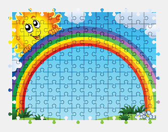 Jigsaw puzzle online rainbow,cartoon,sun,nature,colorful