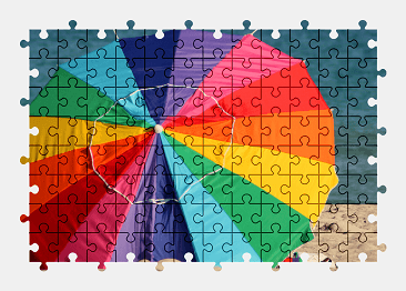 Jigsaw puzzle online rainbow,beach,umbrella,colorful