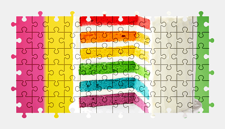 Jigsaw puzzle online rainbow,cake,dessert,food,colorful