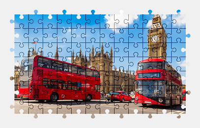 Jigsaw puzzle online red,bus,london,vehicle,england,city,colorful,architecture