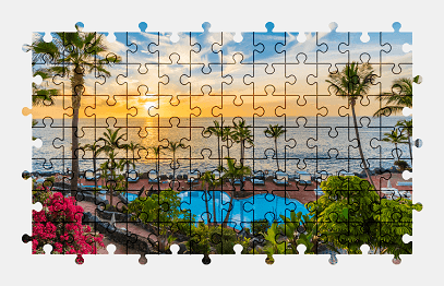 Jigsaw puzzle online palm-tree,seascape,colorful