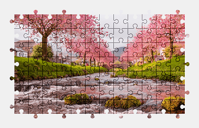 Jigsaw puzzle online river,nature,colorful,bridge