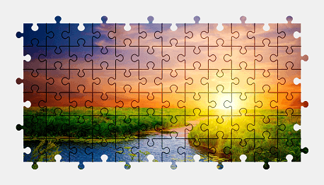 Jigsaw puzzle online river,nature,sunset,colorful