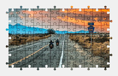 Jigsaw puzzle online road,highway,usa,sign,motorcycle,vehicle,landscape,colorful