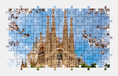 Jigsaw puzzle online church,architecture,building,barcelona,spain,colorful