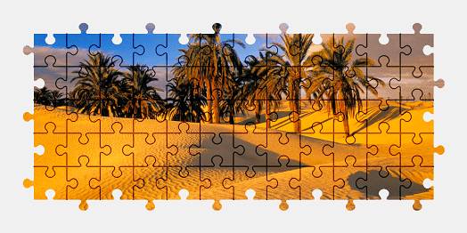Jigsaw puzzle online desert,palm-tree,tree,nature,colorful