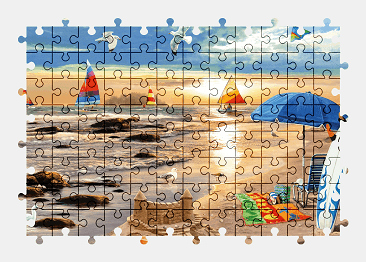 Jigsaw puzzle online sailboat,beach,colorful,bird,nature