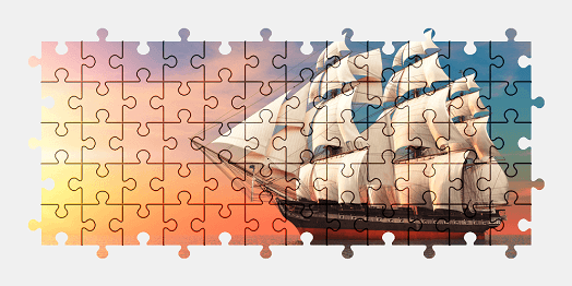 Jigsaw puzzle online ship,vehicle,colorful,sunset