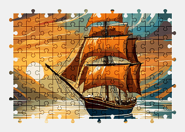 Jigsaw puzzle online ship,painting,vehicle,colorful