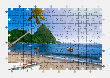 Jigsaw puzzle online island,nature,beach,colorful,palm-tree