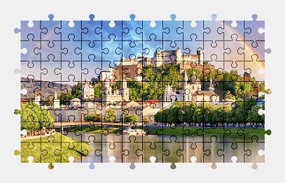 Jigsaw puzzle online salzburg,city,austria,building,architecture,rainbow,colorful