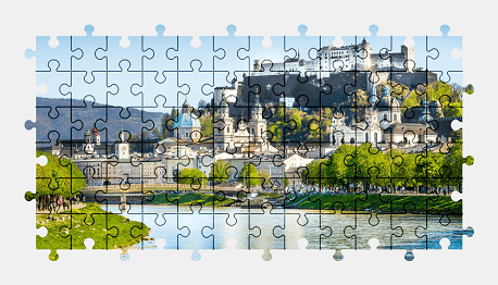 Jigsaw puzzle online salzburg,austria,city,building,architecture,river,colorful