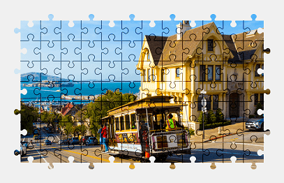 Jigsaw puzzle online san-francisco,city,california,usa,vehicle,colorful,building