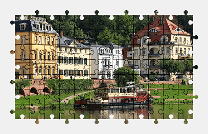 Jigsaw puzzle online city,germany,river,ferry,ship,architecture,building