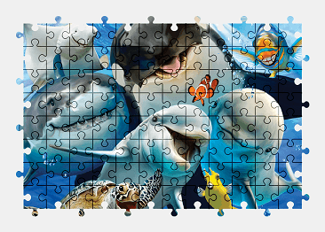 Jigsaw puzzle online sea,animal,underwater,colorful,dolphin,shark,turtle,fish