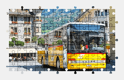 Jigsaw puzzle online yellow,bus,vehicle,colorful
