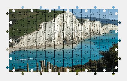 Jigsaw puzzle online seven-sisters,england,landscape,colorful