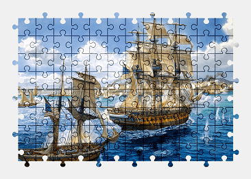 Jigsaw puzzle online ship,painting,vehicle,art,colorful