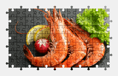 Jigsaw puzzle online shrimp,food