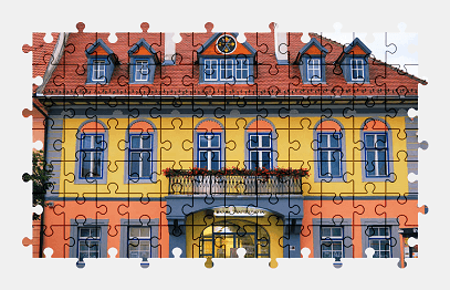 Jigsaw puzzle online romania,building,house,city,architecture,colorful