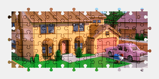 Jigsaw puzzle online the-simpsons,house,lego,toy,colorful,building,cartoon