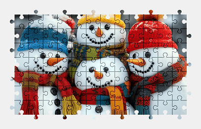Jigsaw puzzle online snowman,winter,snow,sculpture,colorful