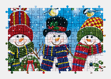 Jigsaw puzzle online snowman,painting,winter,colorful,art