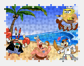 Jigsaw puzzle online spongebob,cartoon,character,colorful,beach