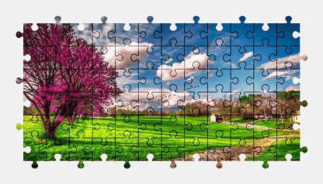 Jigsaw puzzle online spring,landscape,nature,colorful,grass,countryside