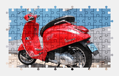 Jigsaw puzzle online red,scooter,vehicle,motorcycle,colorful