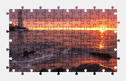 Jigsaw puzzle online lighthouse,sunset,england,seascape