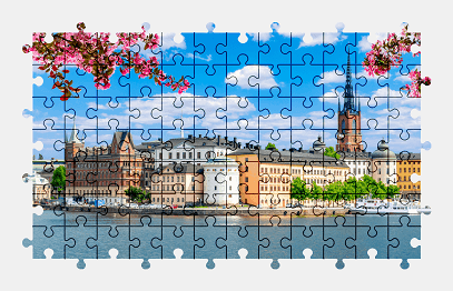 Jigsaw puzzle online city,sweden,colorful,building