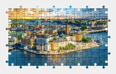 Jigsaw puzzle online city,sweden,building,colorful